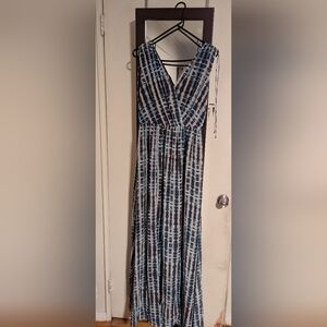 Sachin + Babi Blue and Black Tie-Dye Maxi Dress